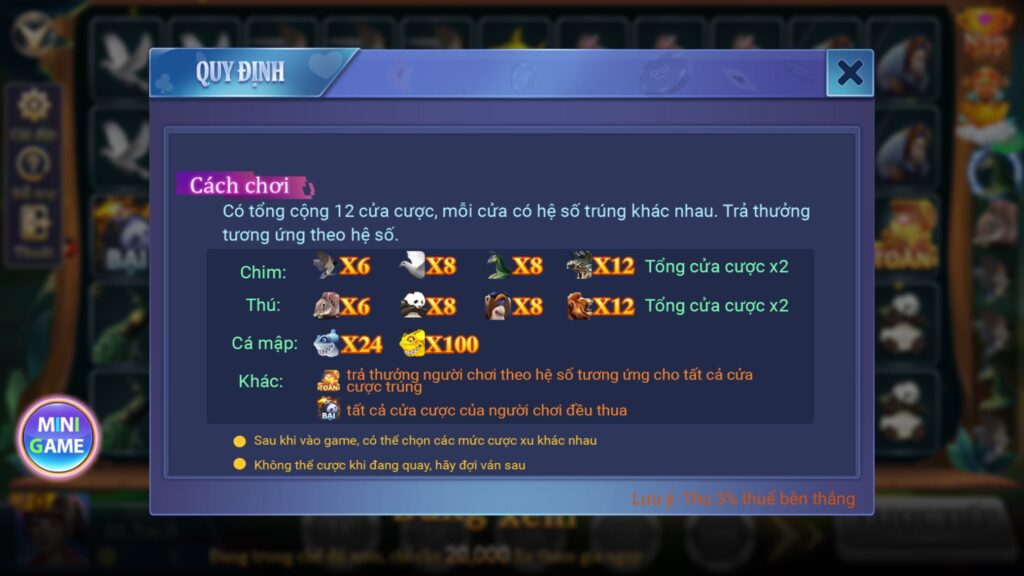 Luật chơi quay thú Go88