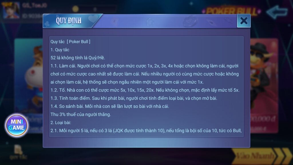 Luật Poker Bull Go88